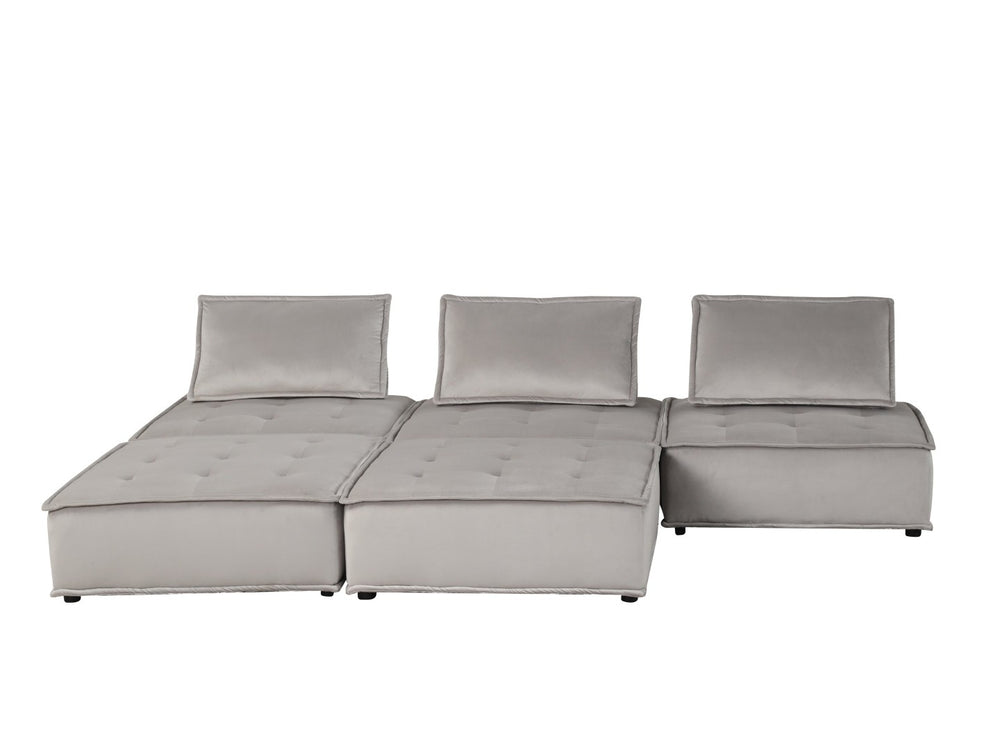 English Elm Anna Tufted Velvet Modular Sectional with Ottoman for Spacious Living Rooms B061S00711