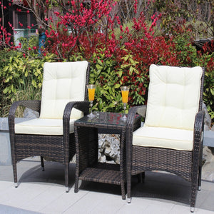 English Elm Outdoor 3-Piece Wicker Patio Furniture Set With Cushions - Cozy Conversation Set For Small Spaces W209S00015-GIGA