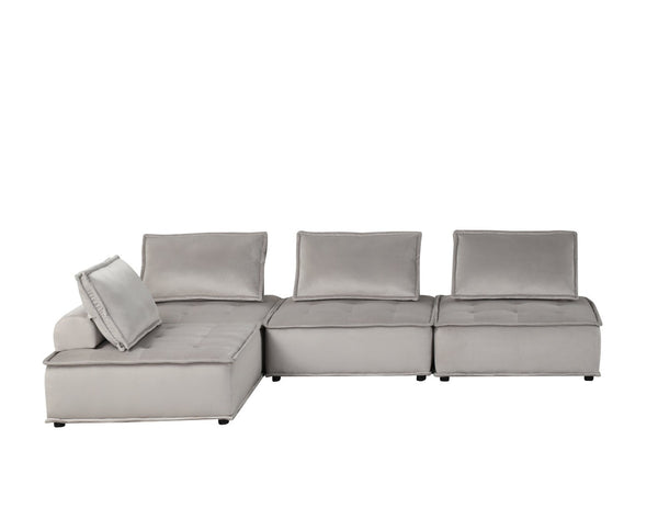 English Elm Anna Four Piece Modular Velvet Sofa Tufted Low Profile Design for Open Living B061S00706
