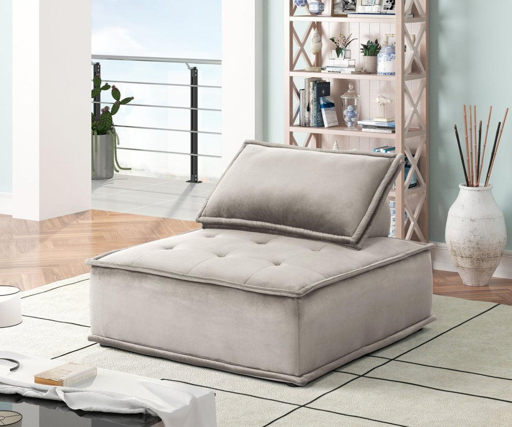 English Elm Anna Wide Velvet Lounge Chair with Channel Tufting for Modern Living Spaces B061110688