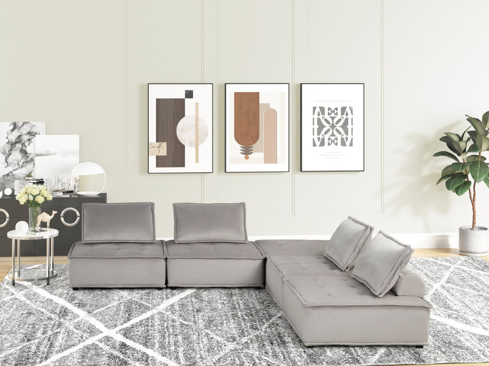 English Elm Anna Five Piece Modular Sectional in Tufted Velvet with Pocket Coil Comfort B061S00709