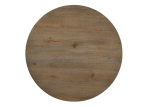 English Elm Brutus Round Oak Veneer Dining Set Seats Four with Wheat Fabric Chairs Walnut Finish B061S00681