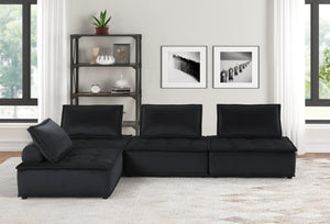 English Elm Anna Velvet Tufted Modular Sectional Sofa Four Piece Low Profile Lounge Seating B061S00697