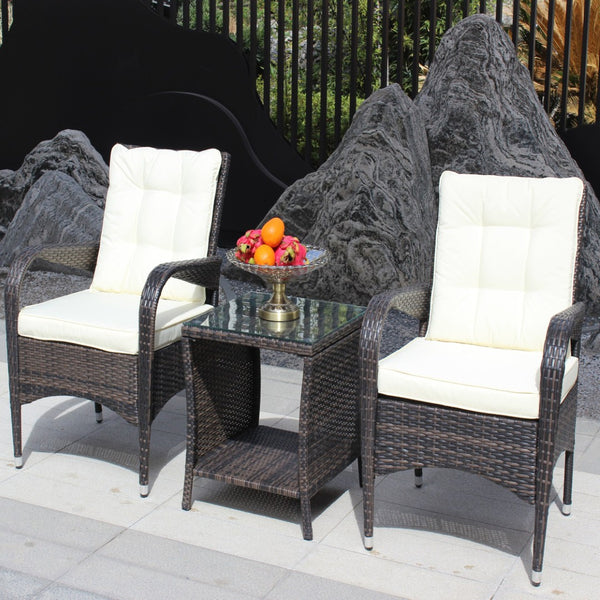 English Elm Outdoor 3-Piece Wicker Patio Furniture Set With Cushions - Cozy Conversation Set For Small Spaces W209S00015-GIGA