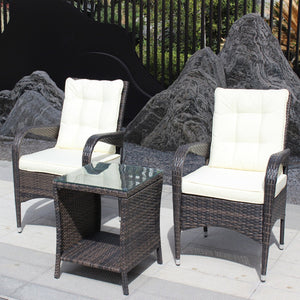 English Elm Outdoor 3-Piece Wicker Patio Furniture Set With Cushions - Cozy Conversation Set For Small Spaces W209S00015-GIGA
