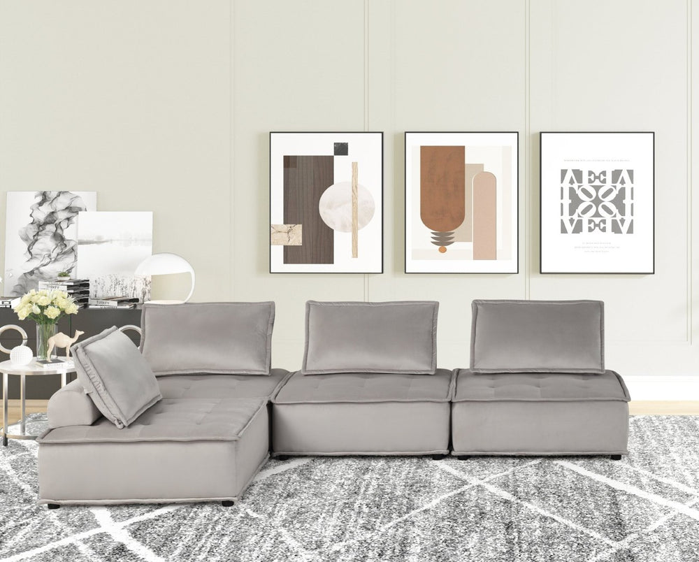 English Elm Anna Modular Velvet Sectional with Tufted Seats and Low Profile for Large Living Rooms B061S00707