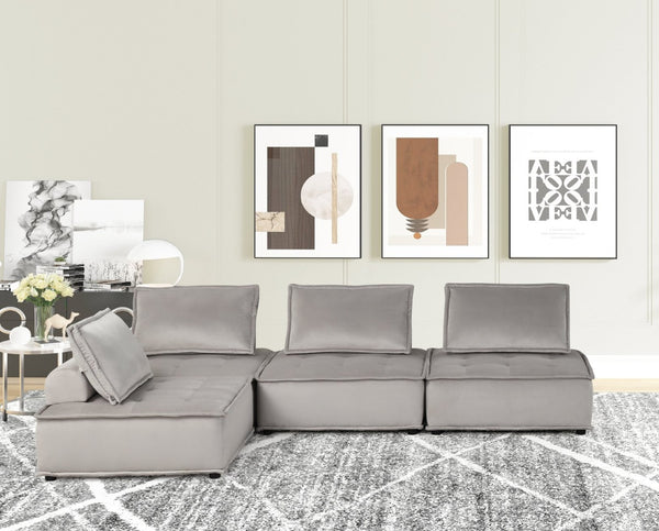 English Elm Anna Modular Velvet Sectional with Tufted Seats and Low Profile for Large Living Rooms B061S00707