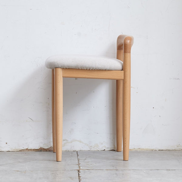 English Elm Natural Beech Wood Compact Vanity Stool Solid Grain Frame for Bedroom or Dining W128384022