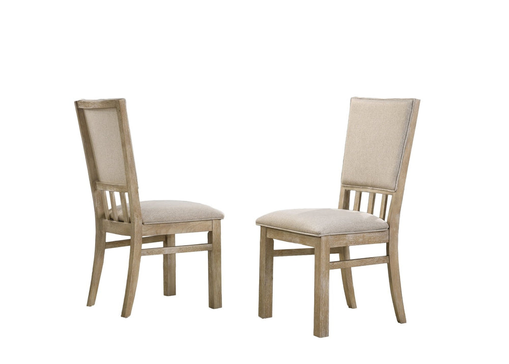 English Elm Brutus Wheat Fabric Armless Dining Chairs Set of 2 Rustic Wood Frame Tall Back B061110736