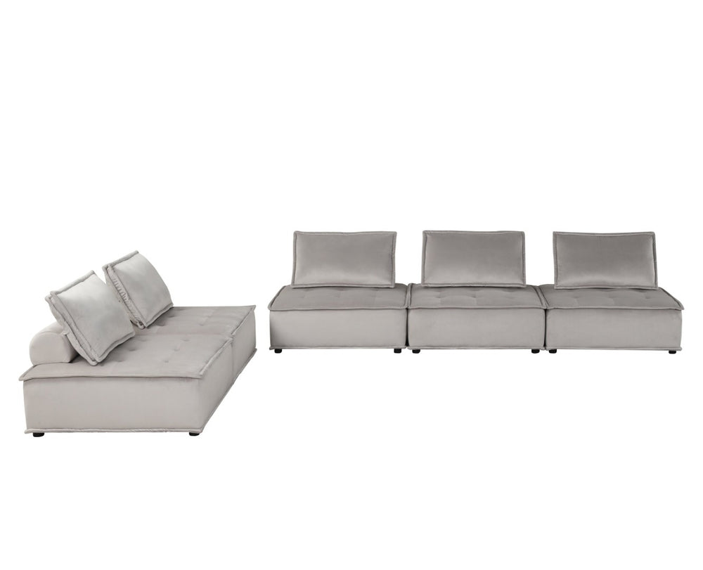 English Elm Anna Tufted Velvet Modular Sofa Set Mid-century Living Room Five Piece Seating B061S00710