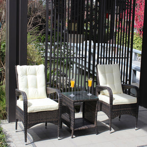 English Elm Outdoor 3-Piece Wicker Patio Furniture Set With Cushions - Cozy Conversation Set For Small Spaces W209S00015-GIGA