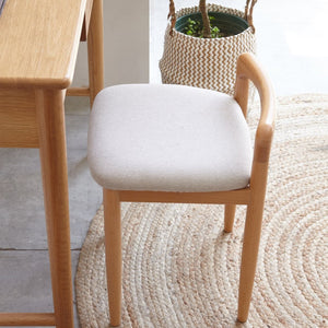 English Elm Natural Beech Wood Compact Vanity Stool Solid Grain Frame for Bedroom or Dining W128384022