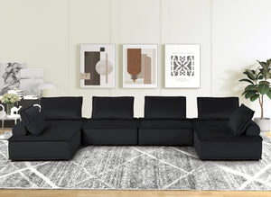 English Elm Anna Tufted Velvet U-shaped Modular Sectional Six Seat Living Room Sofa B061S00702