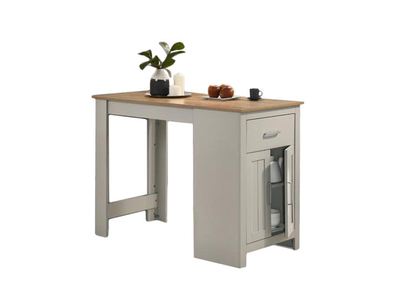 English Elm Alonzo Small Space Counter Height Dining Set with Storage Cabinet and Two Stools B061S00690