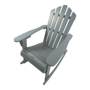 English Elm Reclining Grey Wooden Rocking Adirondack Chair - Solid Populus Wood, Wide Arms, Easy Assembly, 250lb kullanıcı W49591475