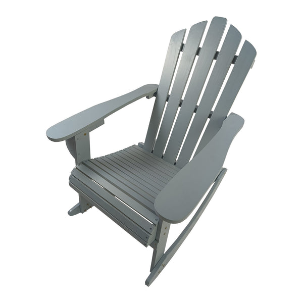 English Elm Reclining Grey Wooden Rocking Adirondack Chair - Solid Populus Wood, Wide Arms, Easy Assembly, 250lb kullanıcı W49591475