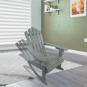 English Elm Reclining Grey Wooden Rocking Adirondack Chair - Solid Populus Wood, Wide Arms, Easy Assembly, 250lb kullanıcı W49591475