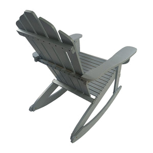 English Elm Reclining Grey Wooden Rocking Adirondack Chair - Solid Populus Wood, Wide Arms, Easy Assembly, 250lb kullanıcı W49591475