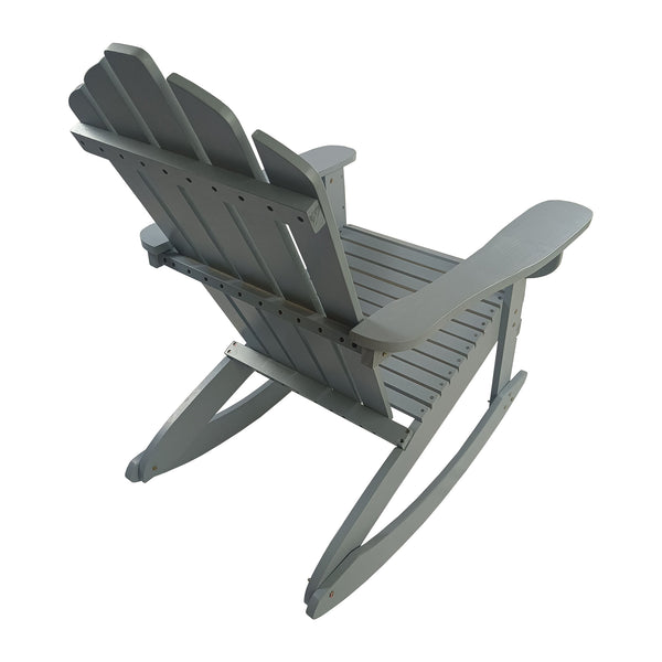 English Elm Reclining Grey Wooden Rocking Adirondack Chair - Solid Populus Wood, Wide Arms, Easy Assembly, 250lb kullanıcı W49591475