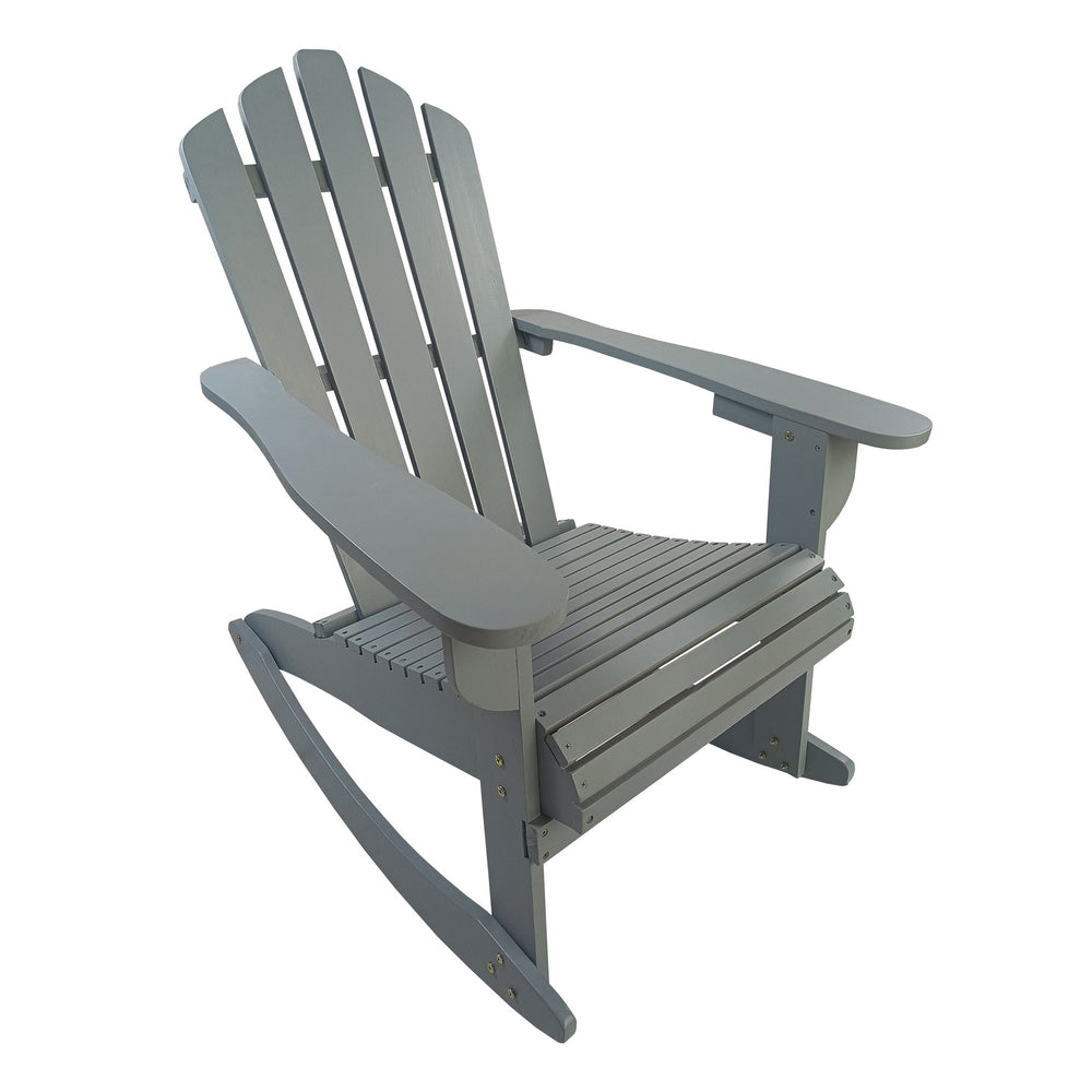 English Elm Reclining Grey Wooden Rocking Adirondack Chair - Solid Populus Wood, Wide Arms, Easy Assembly, 250lb kullanıcı W49591475