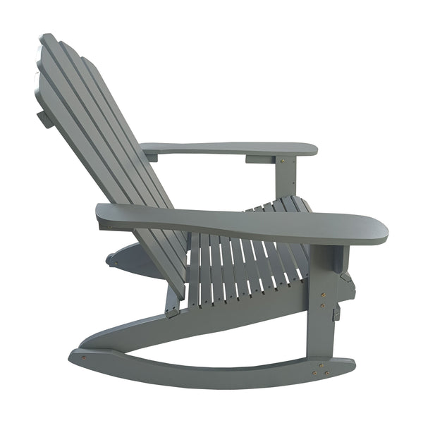 English Elm Reclining Grey Wooden Rocking Adirondack Chair - Solid Populus Wood, Wide Arms, Easy Assembly, 250lb kullanıcı W49591475