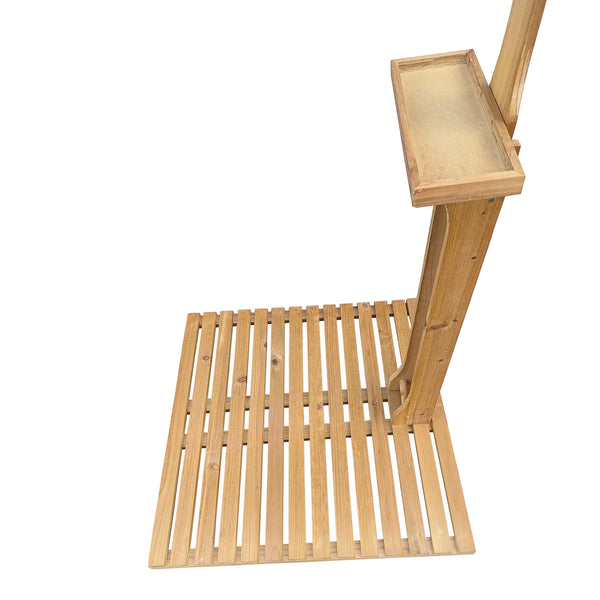 English Elm Outdoor Garden Pool Shower Teak Solid Wood with Adjustable Pressure, Storage Shelf, Weatherproof Design W49591498