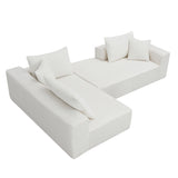 Hearth and Haven Wesley 2 Piece L Shaped Sectional Sofa with 2 Pillows, White