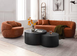 English Elm 360° Swivel Mid Century Modern Curved Sofa, 1-Seat Cloud Couch Boucle Sofa Fabric Couch, Orange