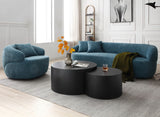 English Elm 360° Swivel Mid Century Modern Curved Sofa, 1-Seat Cloud Couch Boucle Sofa Fabric Couch, Blue