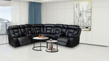 English Elm Manual Reclining Sofa Faux Leather Sofa Set Black