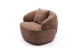 360° Swivel Mid Century Modern Curved 1-Seat Cloud Couch Boucle Fabric Sofa, Brown for Living Room, Bedroom, Office