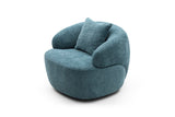 Blue Curved Swivel Sofa, Mid-Century 1-Seat Cloud Couch, Modern Boucle Fabric