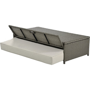 English Elm TOPMAX PE Wicker Rattan Double Chaise Lounge with 3-Position Recline, Waterproof Cover, 700lbs Capacity Gray SP100041AAE