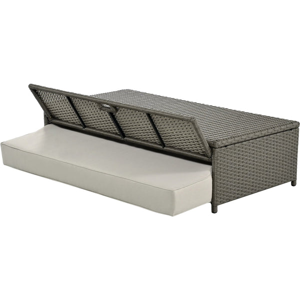 English Elm TOPMAX PE Wicker Rattan Double Chaise Lounge with 3-Position Recline, Waterproof Cover, 700lbs Capacity Gray SP100041AAE