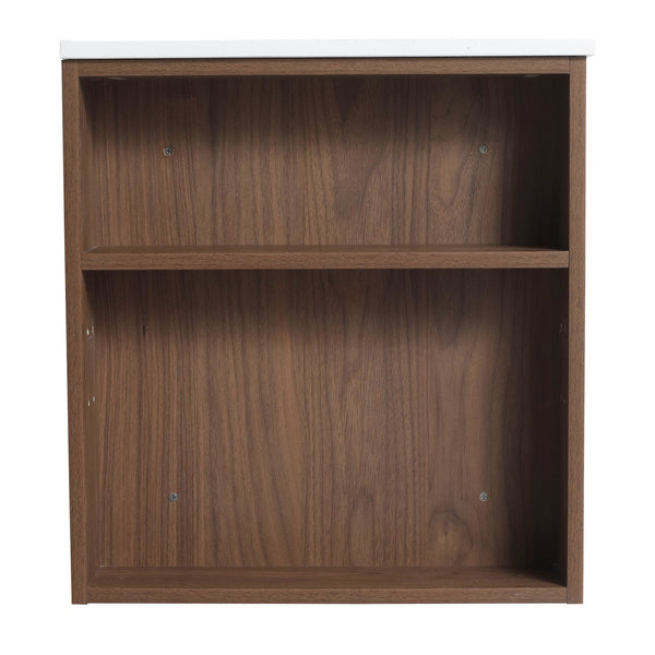English Elm 30" Wall Mounting Bathroom Vanity Gel Sink with Soft-Close Drawers, Side Shelf, Scratch-Resist Finish Brown Oak W999102535