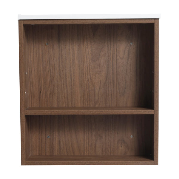 English Elm 30" Wall Mounting Bathroom Vanity Gel Sink with Soft-Close Drawers, Side Shelf, Scratch-Resist Finish Brown Oak W999102535