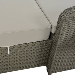 English Elm TOPMAX PE Wicker Rattan Double Chaise Lounge with 3-Position Recline, Waterproof Cover, 700lbs Capacity Gray SP100041AAE