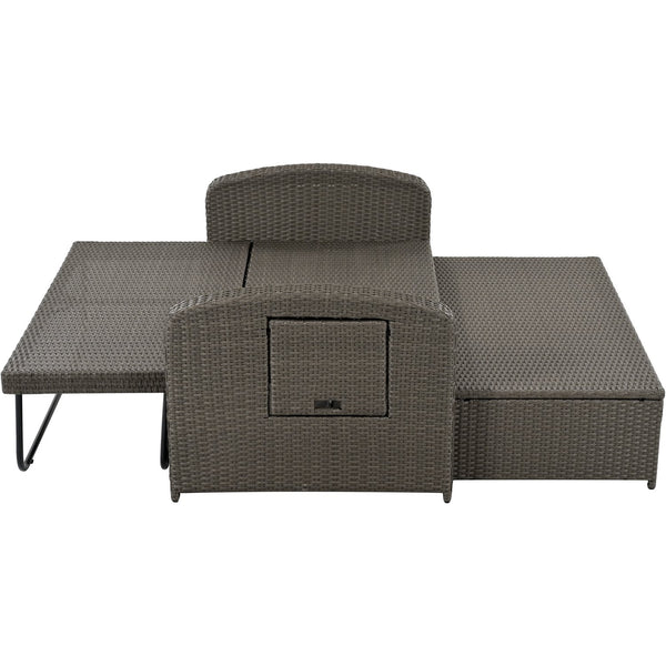English Elm TOPMAX PE Wicker Rattan Double Chaise Lounge with 3-Position Recline, Waterproof Cover, 700lbs Capacity Gray SP100041AAE