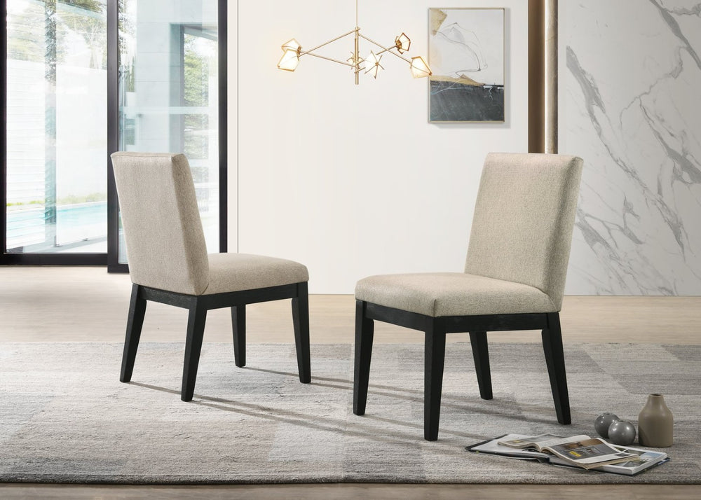 English Elm Jasper Beige Fabric Upholstered Dining Chairs Set of 2 with Ergonomic Wood Frame B061110741