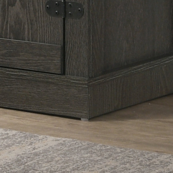 English Elm Salma Barn Style Media Console with Open Shelves Cabinets and Cable Management B061110711