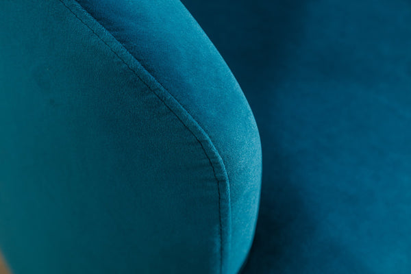 English Elm Velvet Barrel Swivel Chair with Black Metal Ring Base for Living Room Bedroom Teal W52780811