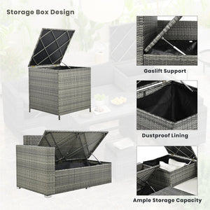 English Elm Topmax Outdoor Six Piece Pe Rattan Sectional Set with Storage and Glass Table N717S100005A
