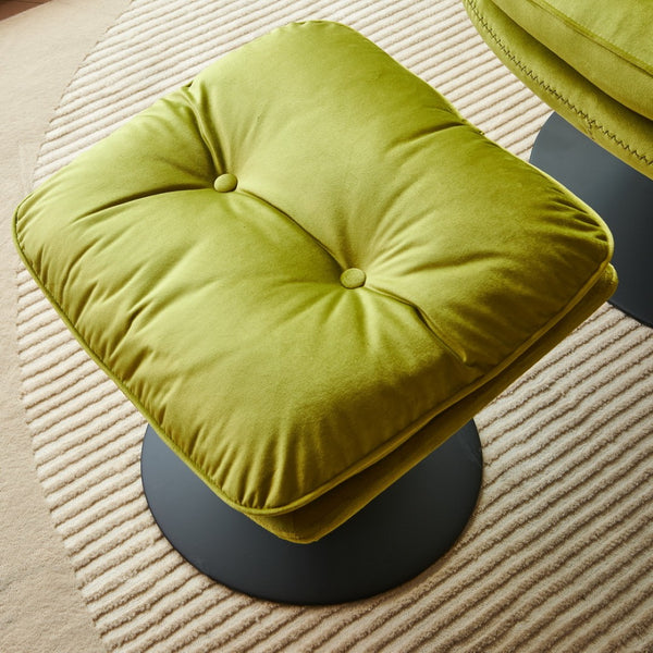 English Elm Swivel Lounge Chair with Ottoman Button Tufted Velvet Accent Seat for Living Room W1805103944
