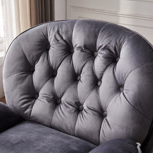 English Elm Swivel Velvet Lounge Chair with Ottoman Button Tufted 360 Degree Rotating Accent Seat W1805103943