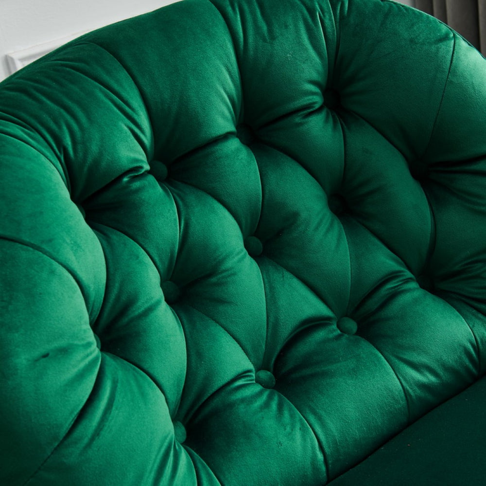 English Elm Swivel Lounge Chair Tufted Velvet Upholstery with Matching Ottoman for Living Room W1805103940