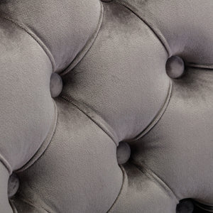 English Elm A&A Velvet Tufted Office Chair with Gold Metal Base — Adjustable Swivel Desk Chair, Luxurious Comfort Gray W114378930