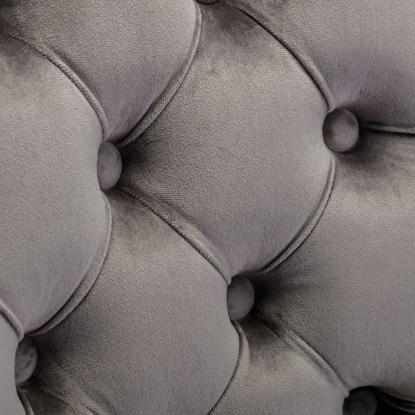 English Elm A&A Velvet Tufted Office Chair with Gold Metal Base — Adjustable Swivel Desk Chair, Luxurious Comfort Gray W114378930