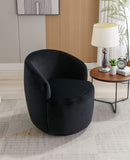 Hearth and Haven Velvet Fabric Swivel Accent Armchair Barrel Chair with Black Powder Coating Metal Ring, Black W52780812