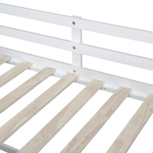 English Elm Twin Low Loft Bed with Rolling Desk Built in Shelving and Underbed Drawers for Kids White LT000135AAK
