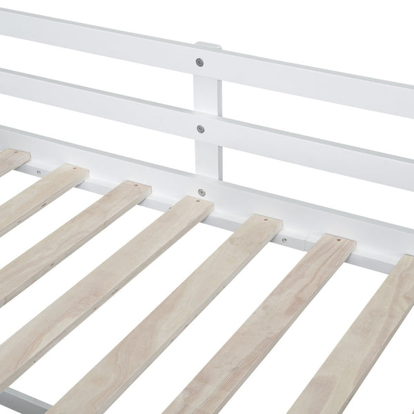English Elm Twin Low Loft Bed with Rolling Desk Built in Shelving and Underbed Drawers for Kids White LT000135AAK